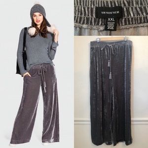 WHO WHAT WEAR | Grey Velvet Wide-Leg Pants XXL